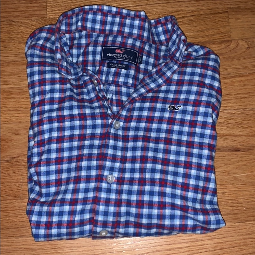 Vineyard Vines Boys Plaid Blue Button Down Shirt